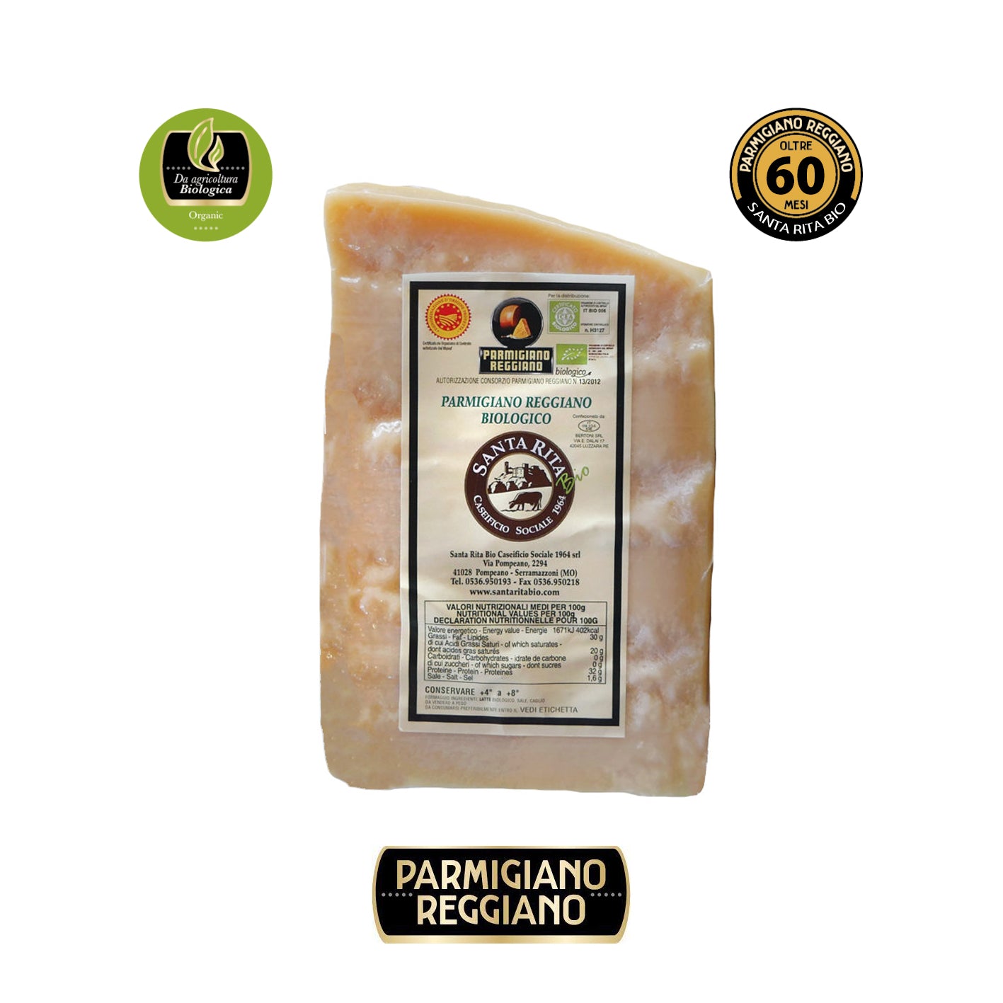 Parmigiano Reggiano BIOLOGICO di Vacca FRISONA stagionatura 60 mesi